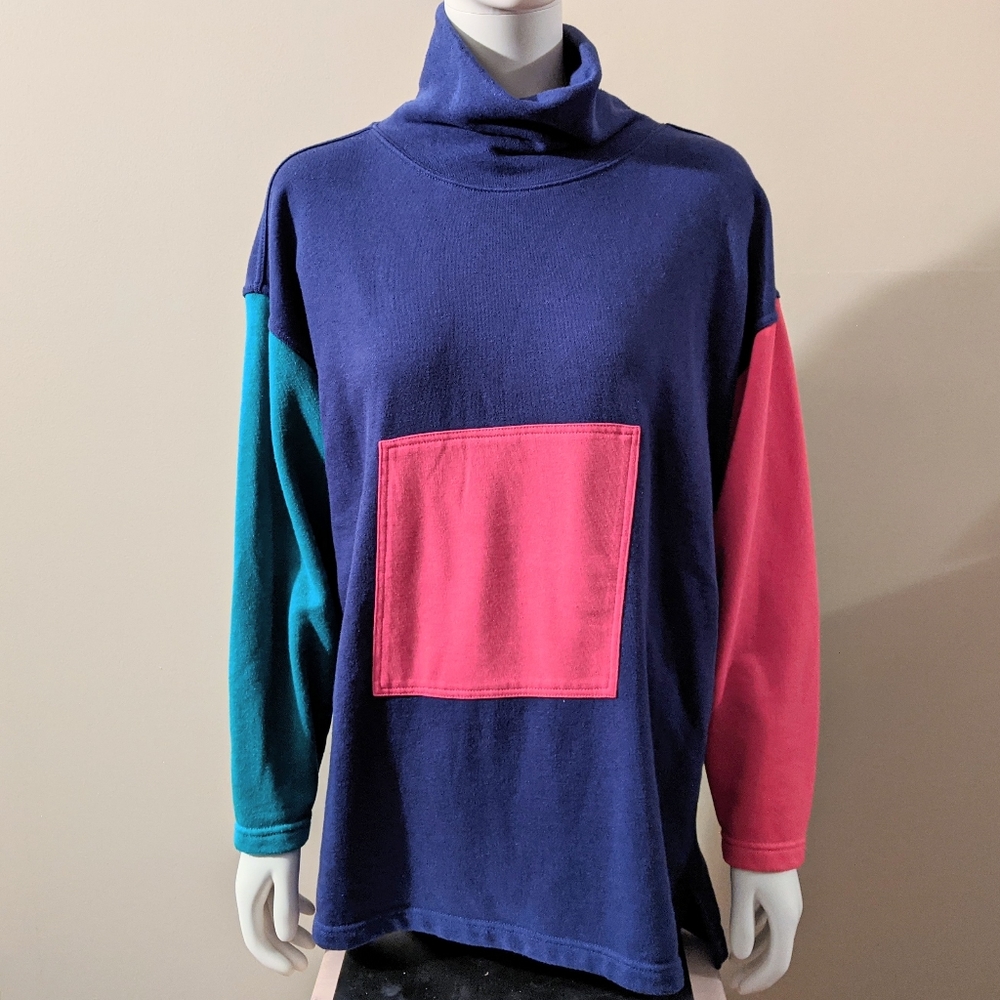 Turtleneck Color Block Sweater